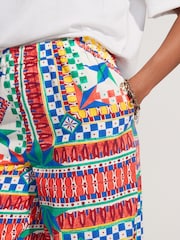 Multi Wide Leg Patterned Trousers With Linen - Image 4 of 7