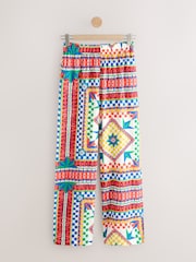 Multi Wide Leg Patterned Trousers With Linen - Image 5 of 7