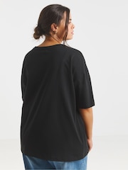 Simply Be Black Broderie Pocket 100% Cotton T-Shirt - Image 4 of 4