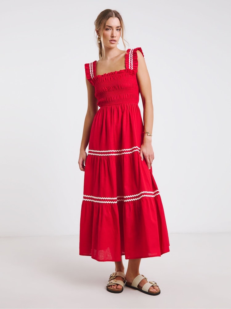 Simply Be Shirred Maxi Dress With Scallop Detail - Imagen 1 de 6 Simply Be Shirred Maxi Dress With Scallop Detail - Imagen 1 de 6