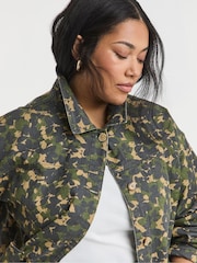 Simply Be Dark Grey Camo Print Button Through Utility 100% Cotton Jacket - Image 3 of 4