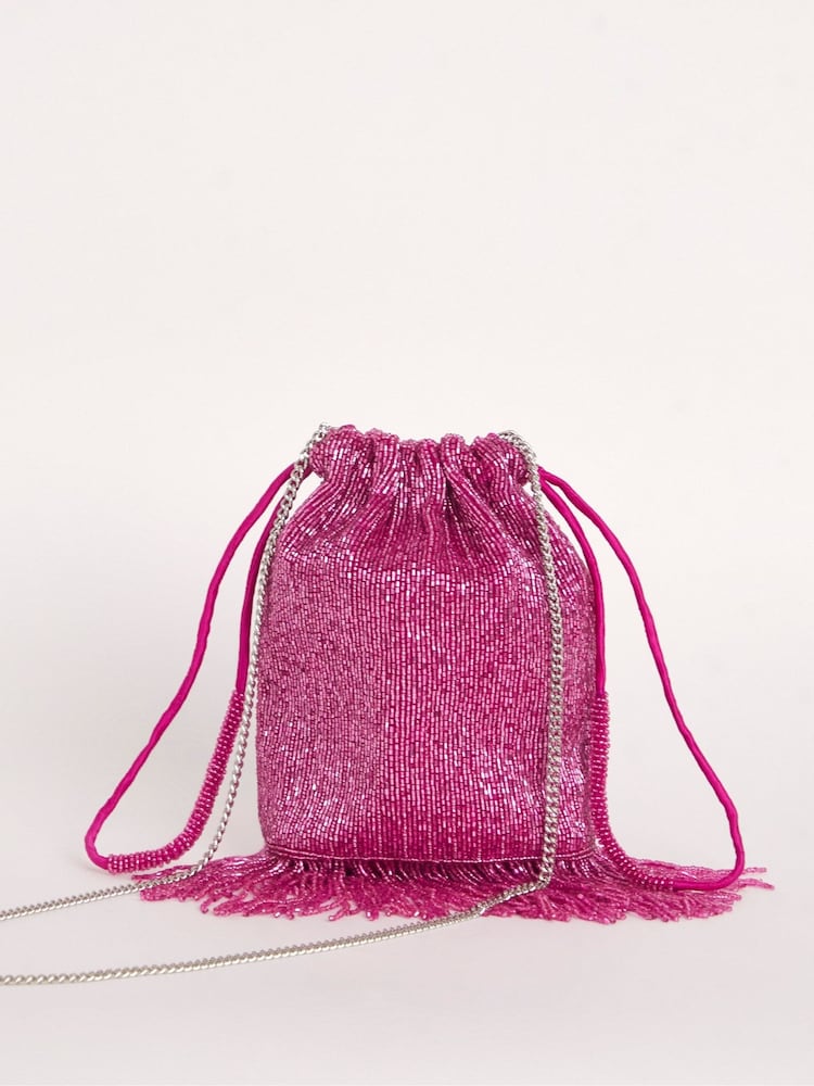 Simply Be Pink Beaded Pouch Bag - Image 1 of 4