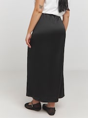 Simply Be Black Satin Maxi Skirt - Image 2 of 5