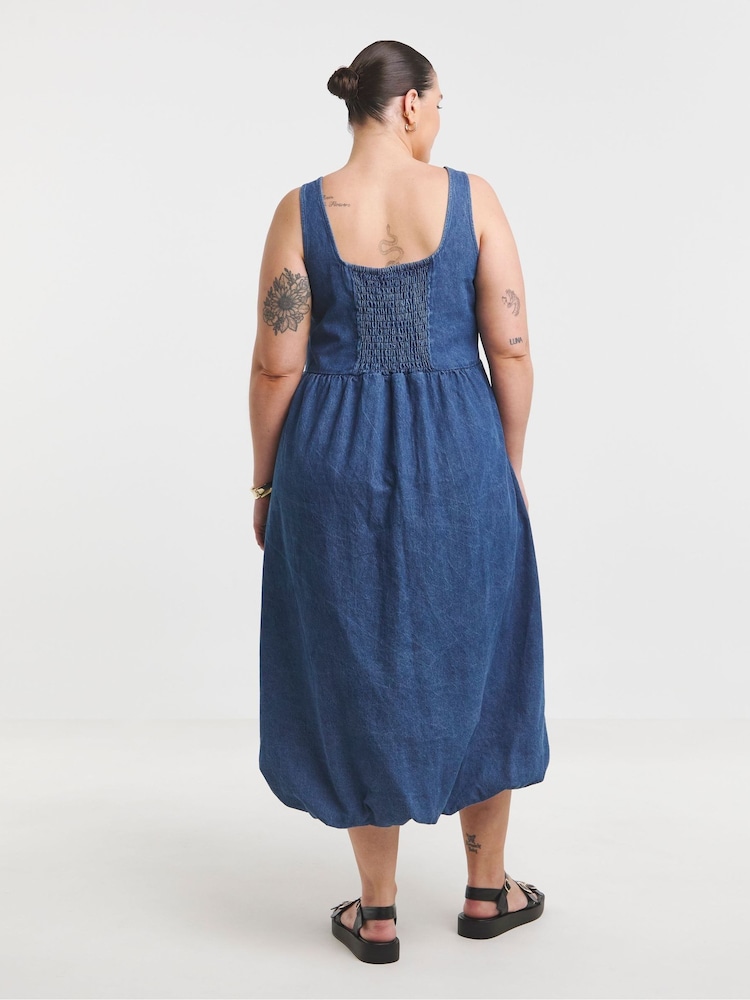 Simply Be Blue Bubble Hem Midaxi Dress - Image 2 of 4
