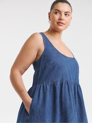 Simply Be Blue Bubble Hem Midaxi Dress - Image 3 of 4