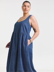 Simply Be Blue Bubble Hem Midaxi Dress - Image 4 of 4