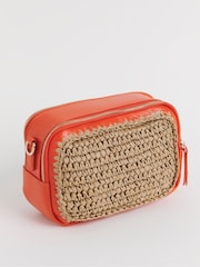 JD Williams Natural Raffia Contrast Camera Bag - Image 2 of 4