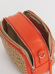 JD Williams Natural Raffia Contrast Camera Bag - Image 4 of 4