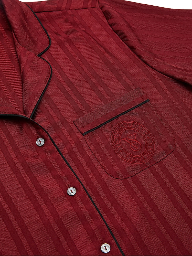 Victoria's Secret Sangria Red Stripe Jacquard Satin Long Pyjamas Set - Image 4 of 4