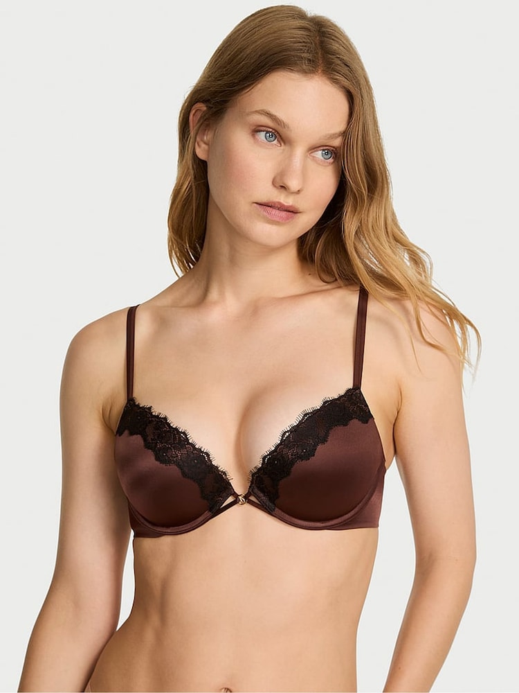 Victoria's Secret Ganache Nude Push Up Lace Trim Bra - Image 1 of 3