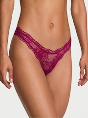 Victoria's Secret Fresh Jam Purple Thong Rose Lace Knickers - Image 1 of 2