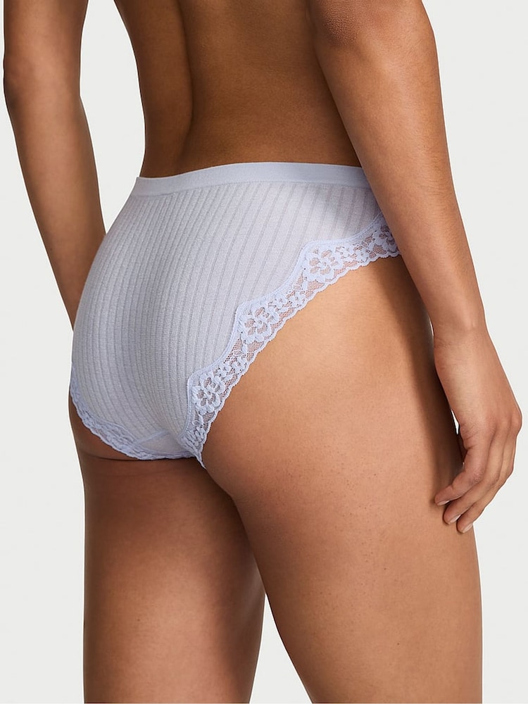 Victoria's Secret Soft Iris Blue Bikini Rib Lace Trim Knickers - Image 2 of 2 Victoria's Secret Soft Iris Blue Bikini Rib Lace Trim Knickers - Image 2 of 2