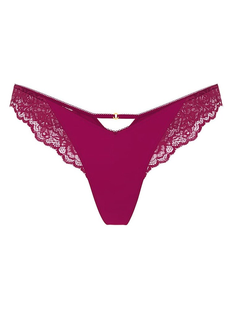 Victoria's Secret Fresh Jam Purple Thong Rose Lace Trim Knickers - Image 3 of 3 Victoria's Secret Fresh Jam Purple Thong Rose Lace Trim Knickers - Image 3 of 3
