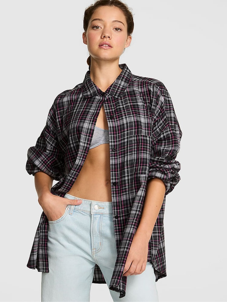 Victoria's Secret PINK Black Pyjama Shirt - Image 1 of 4 Victoria's Secret PINK Black Pyjama Shirt - Image 1 of 4