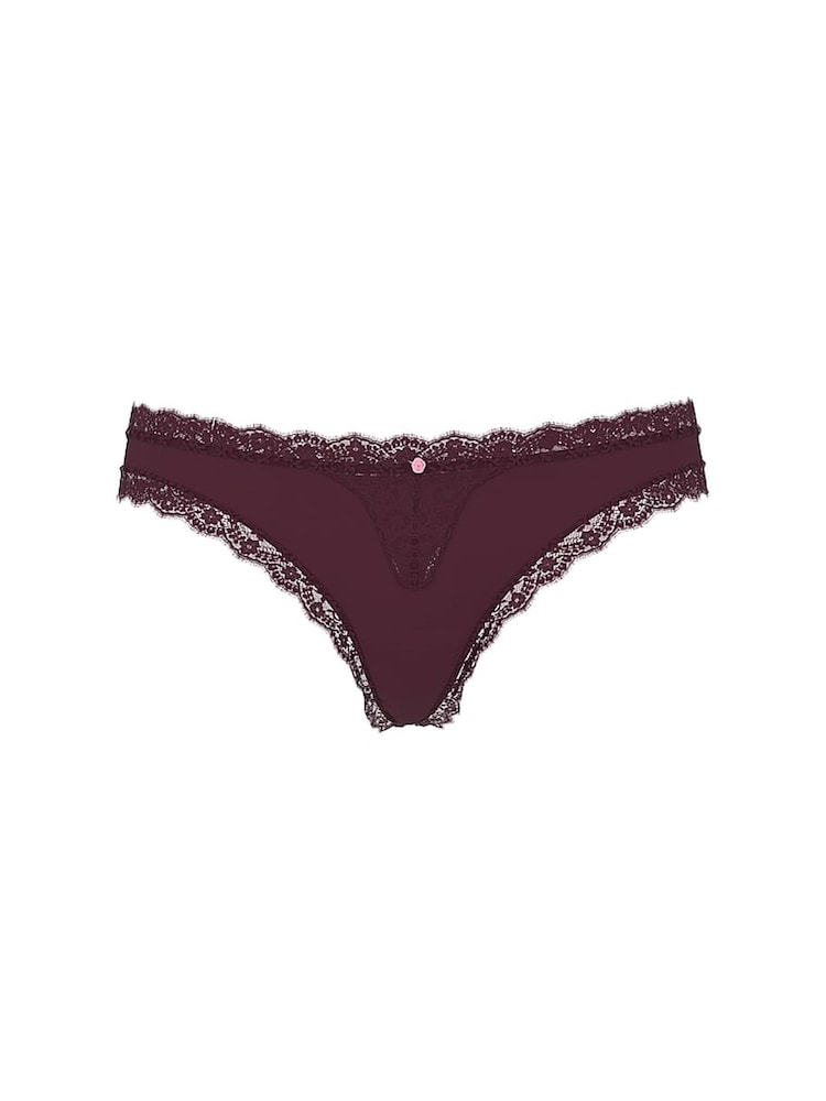 Victoria's Secret Winter Wine Red Lace Trim Thong Knickers - Image 4 of 4