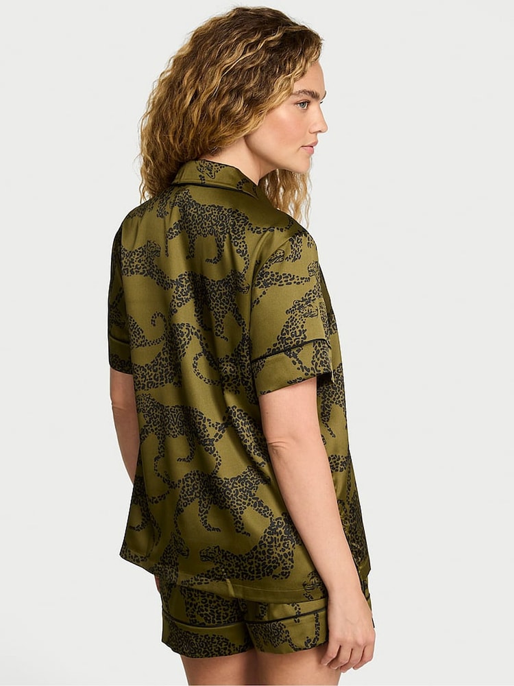 Victoria's Secret Green Chameleon Leopards Satin Short Pyjamas Set - Image 2 of 4