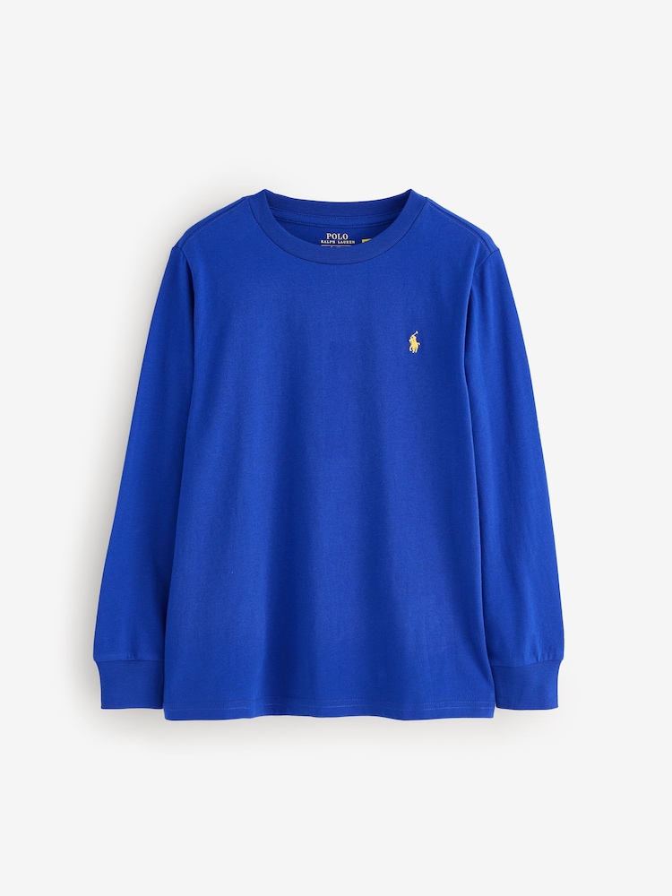 Polo Ralph Lauren Blue Boys Cotton Jersey Long Sleeve T-Shirt - Image 1 of 1