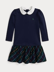 Polo Ralph Lauren Blue Girls Tartan Pleated Collar Dress - Image 4 of 5