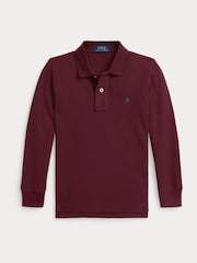 Polo Ralph Lauren Purple Boys Long Sleeve Cotton Pique Polo Shirt - Image 1 of 2