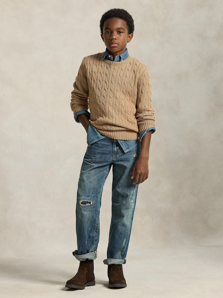 Polo Ralph Lauren Natural Boys Cable Knit Jumper - Image 2 of 5