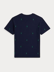 Polo Ralph Lauren Blue Boys All-Over Pony Logo Pique T-Shirt - Image 2 of 2