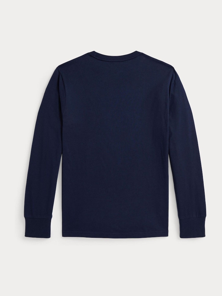 Polo Ralph Lauren Blue Boys Bear Graphic Print Long Sleeve T-Shirt - Image 5 of 5 Polo Ralph Lauren Blue Boys Bear Graphic Print Long Sleeve T-Shirt - Image 5 of 5