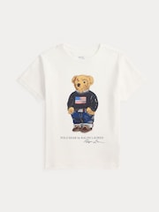 Polo Ralph Lauren White Boys Bear Graphic Print T-Shirt - Image 1 of 2
