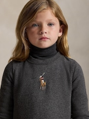 Polo Ralph Lauren Grey Girls Logo Jersey Tartan Dress - Image 3 of 5