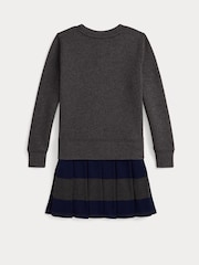 Polo Ralph Lauren Grey Girls Logo Jersey Tartan Dress - Image 5 of 5