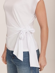 Mint Velvet White Tie Detail 100% Cotton T-Shirt - Image 2 of 7