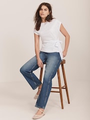 Mint Velvet White Tie Detail 100% Cotton T-Shirt - Image 3 of 7
