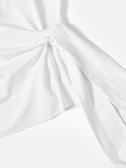 Mint Velvet White Tie Detail 100% Cotton T-Shirt - Image 7 of 7