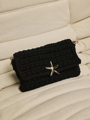 Mint Velvet Black Woven Crossbody Bag - Image 1 of 6