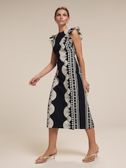 Mint Velvet Blue Shell Print 100% Cotton Midi Dress - Image 5 of 9