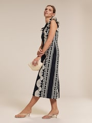 Mint Velvet Blue Shell Print 100% Cotton Midi Dress - Image 6 of 9