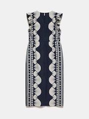 Mint Velvet Blue Shell Print 100% Cotton Midi Dress - Image 8 of 9