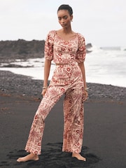 Mint Velvet Red Printed Puff Sleeve Blouse - Image 4 of 8