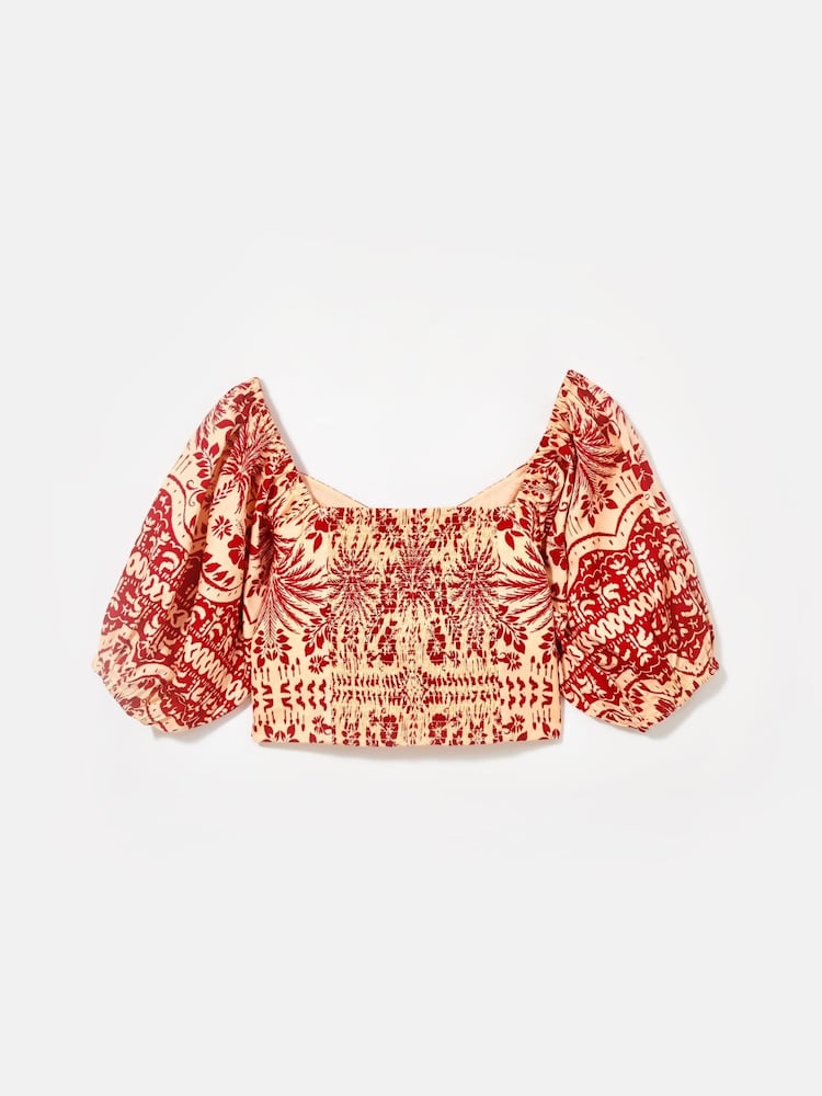 Mint Velvet Red Printed Puff Sleeve Blouse - Image 8 of 8 Mint Velvet Red Printed Puff Sleeve Blouse - Image 8 of 8