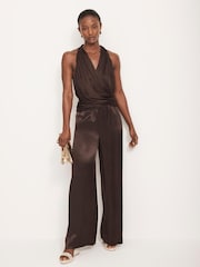 Mint Velvet Brown Satin Wrap Blouses - Image 5 of 8