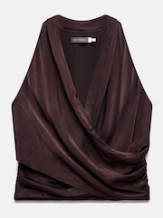 Mint Velvet Brown Satin Wrap Blouses - Image 7 of 8