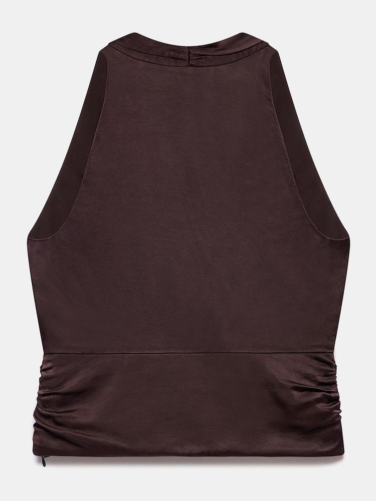 Mint Velvet Brown Satin Wrap Blouses - Image 8 of 8