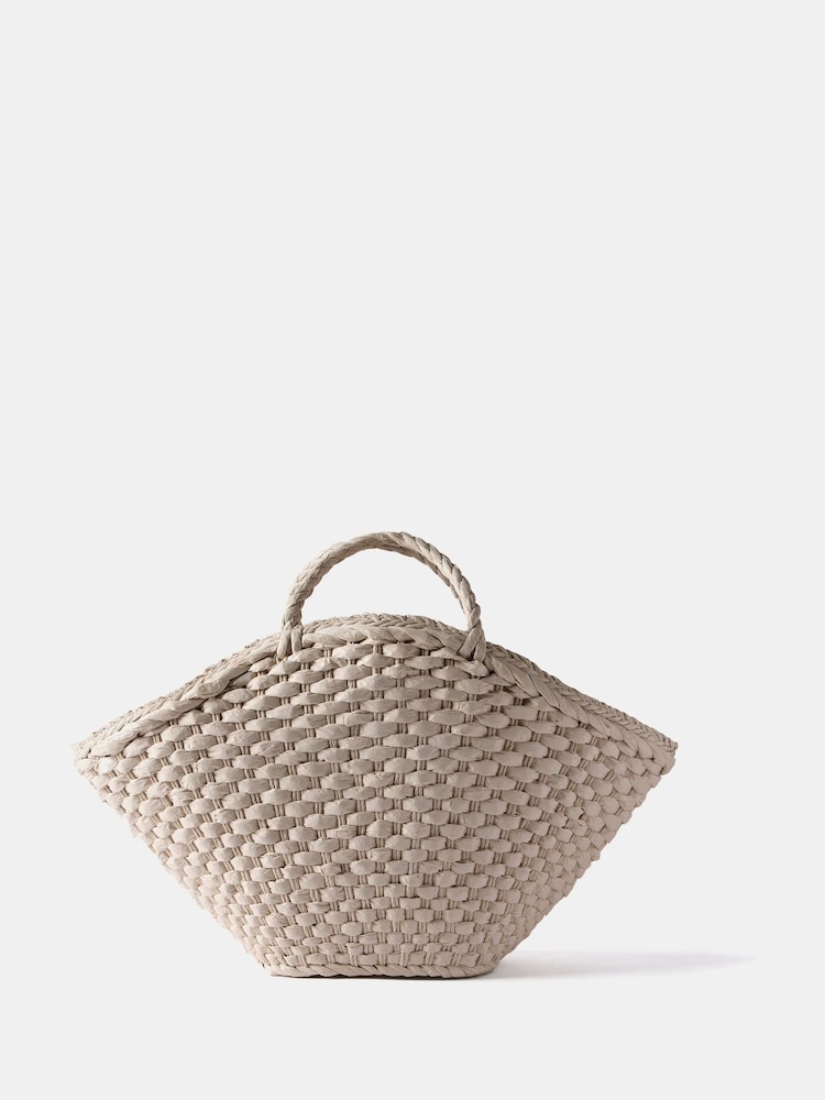 Mint Velvet Cream Woven Tote Bag - Image 1 of 4 Mint Velvet Cream Woven Tote Bag - Image 1 of 4
