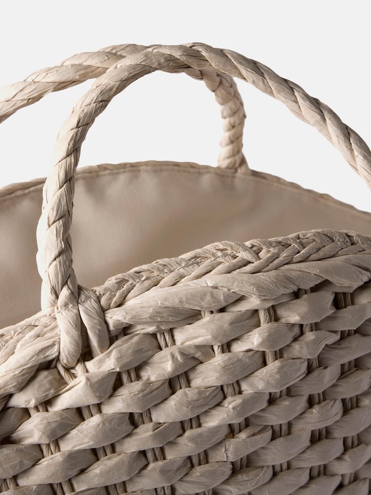 Mint Velvet Cream Woven Tote Bag - Image 2 of 4 Mint Velvet Cream Woven Tote Bag - Image 2 of 4
