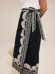 Mint Velvet Blue Shell Print 100% Cotton Sarong Skirt - Image 3 of 8