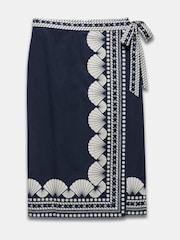 Mint Velvet Blue Shell Print 100% Cotton Sarong Skirt - Image 6 of 8