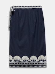 Mint Velvet Blue Shell Print 100% Cotton Sarong Skirt - Image 7 of 8