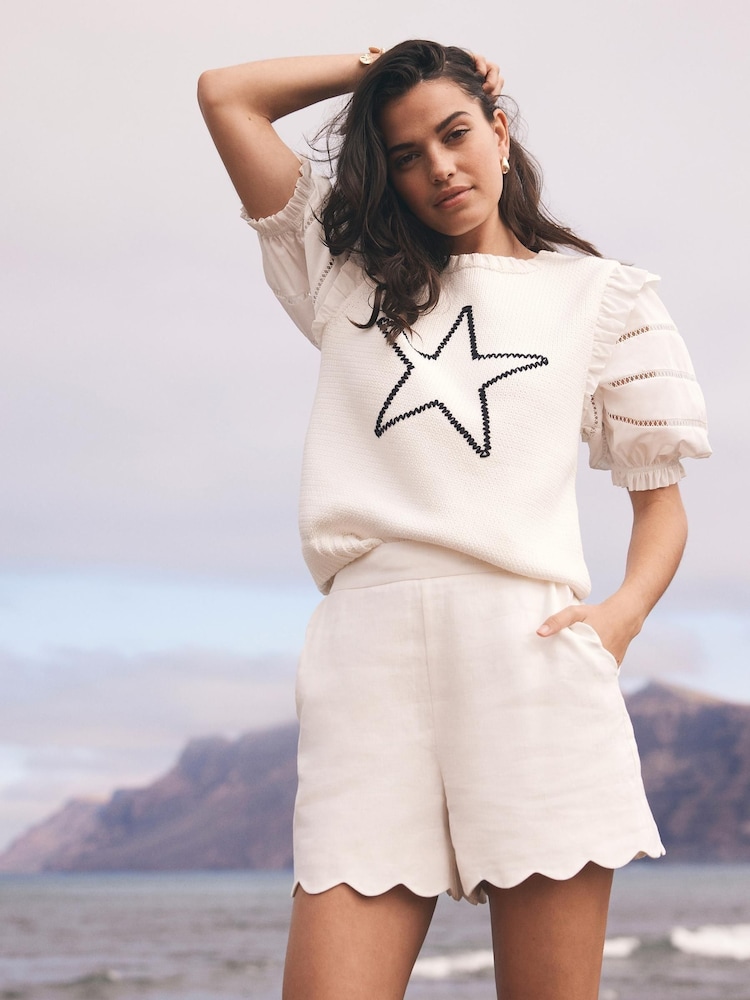 Mint Velvet White Knit Star Top - Image 2 of 8
