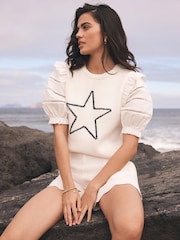 Mint Velvet White Knit Star Top - Image 4 of 8