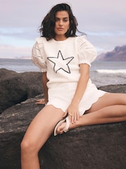 Mint Velvet White Knit Star Top - Image 5 of 8