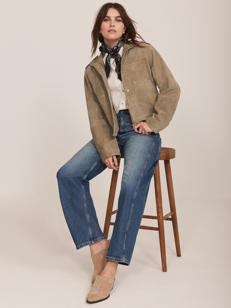 Mint Velvet Natural Suede Funnel Neck Jacket - Image 2 of 8